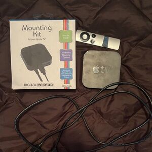 Apple TV Set with Silver Remote and Mounting Kit